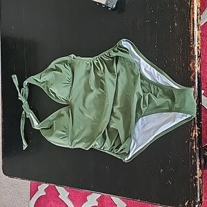 Olive Green One Piece Bathing Suit